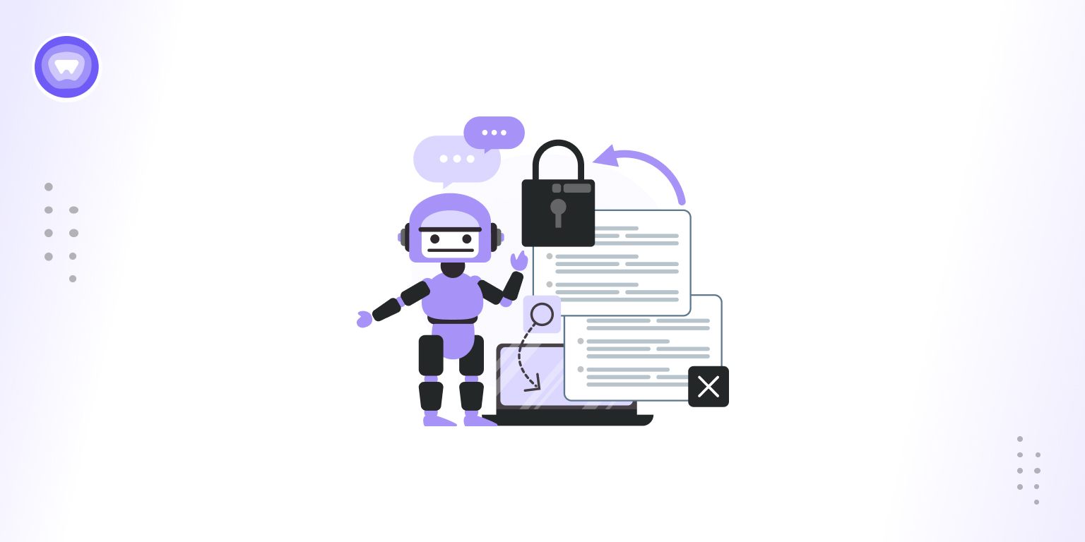 Illustration of a robot and secure document interface representing automation and protection measures during a Fidelity data breach.