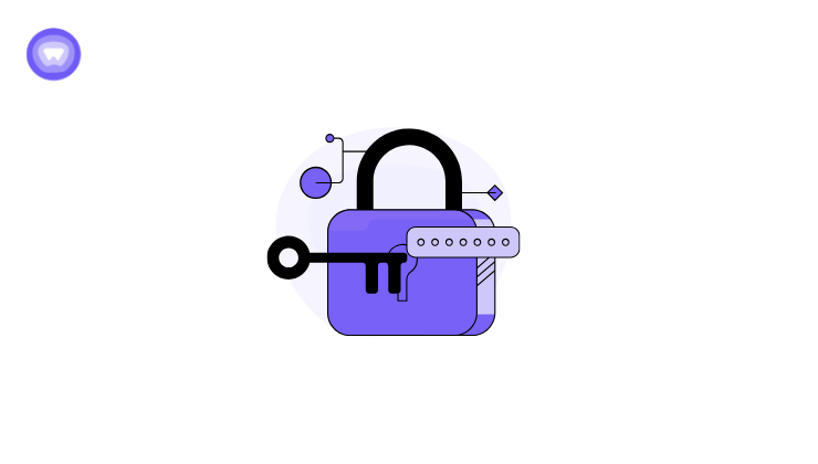 Illustration of a secure padlock and key representing data protection and access control in a password manager for SMBs.