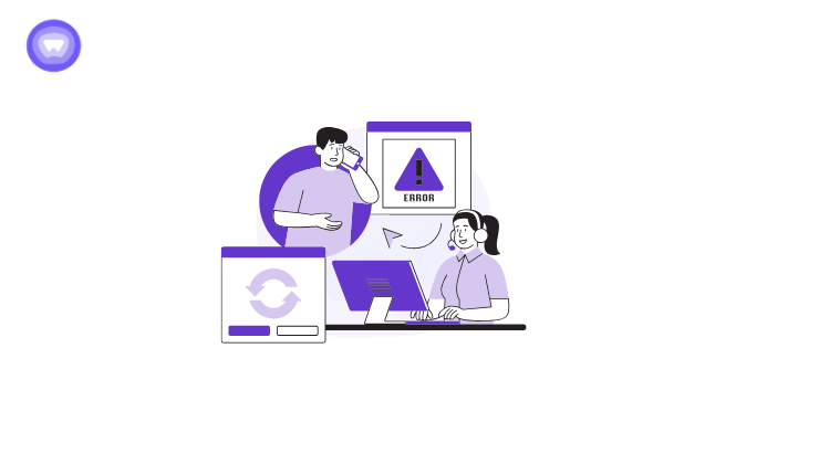 Visual showing distressed customer and team representative over an apparent data breach, highlighting importance of cybersecurity measures for corporations in 2025.