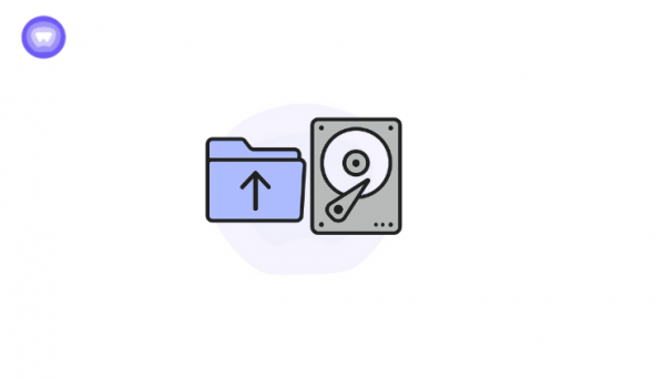 Illustration showing icons for disk and folder storage, symbolizing disk space against a white background.