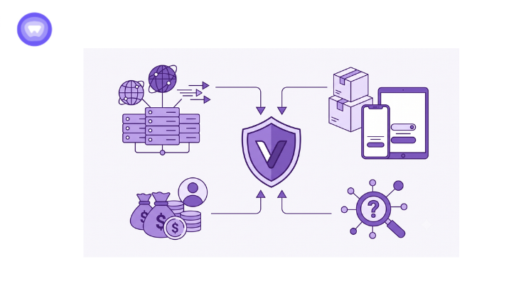 Minimalist three-column graphic comparing VPN delivery layers.