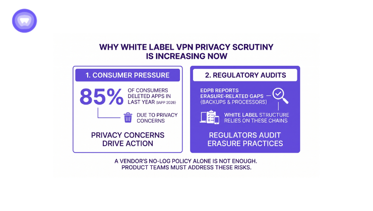 A graph illustrating the rise in white label VPN usage, highlighting increased privacy concerns among users in recent years.