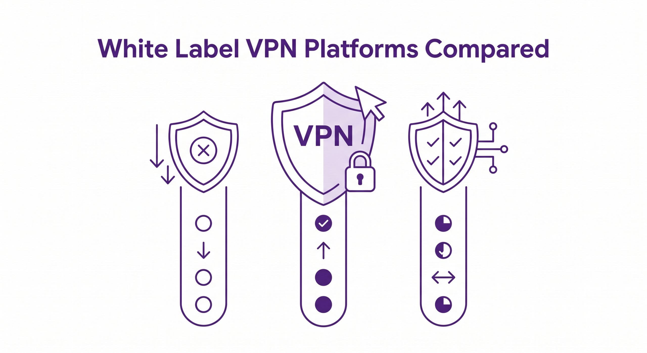 Comparison chart of various white label VPN platforms highlighting features and pricing.