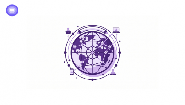 Logo representing the global network of the internet, featuring interconnected lines and nodes symbolizing connectivity.