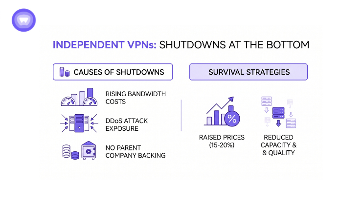 A list of the top 10 independent VPN shutdowns displayed at the bottom of the image. white label vpn adoption.