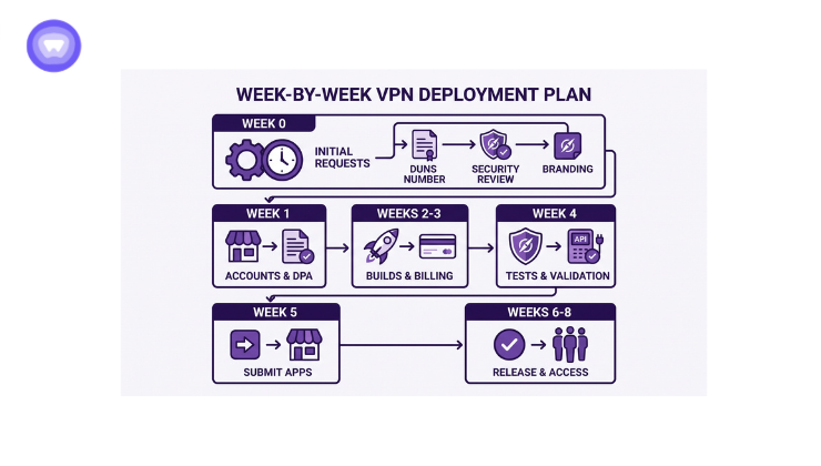 Week by week VPN deployment plan.